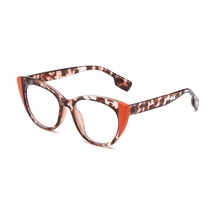 Metora Leopar Desen Kırmızı Kemik Çerçeve Kedi Gözü Vintage Retro Gözlük Vizon