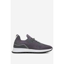 Dericlub Kadın Trikolu Aksesuar Bağcıklı Comfort Sneaker Cr 2486 Füme