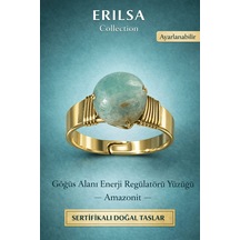Sertifikalı Amazonit Enerji Regülatörü Yüzüğü Göğüs Alanı Denge Çok Renkli