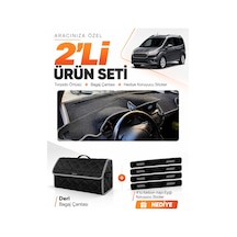 E-biz Ford Courier 2020-2023 Ekranlı Uyumlu Torpido Örtüsü + Deri Çanta - Siyah-gri - Fo005