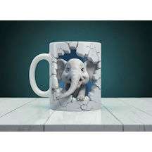 Baskılı Kupa Bardak 3d Fil Baskılı Beyaz