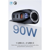 90w Type-c Usb Araç Şarjı Süper Hızlı Pd 4.0 & Qc 3.0 Çakmaklık Şarj Adaptörü 1