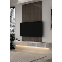 180dhdxtdalbt Mono Led Işıklı Duvara Monte Tv Sehpası Beyaz-traverten