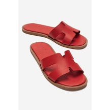 Luvishoes Bıora Kırmızı Hakiki Deri Kadın Terlik