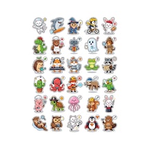 30 Adet Sevimli Maskot Sticker Seti - Laptop Defter Telefon Ajanda İçin Çok Renkli