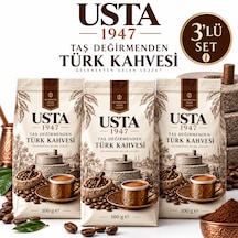 Usta 1947 Taş Değirmenden Türk Kahvesi 3'lü Set 100 Gr 3 Adet Çekirdek
