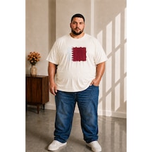 Sngl Tekstil Erkek Büyük Beden Kısa Kollu Katar Bayrak Baskılı Tişört 3xl 4xl 5xl 6xl 7xl 8xl 9xl Ekru