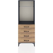 Arges Dolap Tek Raflı 4 Çekmeceli Tek Askılı 60x30x163 Antrasit-çam Antrasit