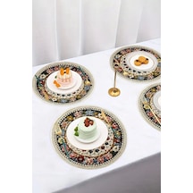 Valerine Life 6 Lı Yuvarlak Amerikan Servis Altlığı 35x35cm Restoran Ev İçin Yıkanabilir Kaymaz Çiçe Renkli
