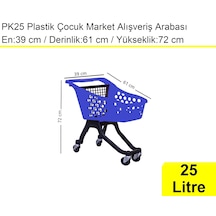 Pk25 Plastik Çocuk Market Alışveriş Arabası 25 Litre Mavi / En:39 Boy:61 Yükseklik:72 Cm
