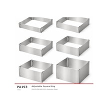 Fida Ayarlanabilir Pasta Çemberi Kare H10 Cm Paslanmaz Pasta Kalıbı Inox