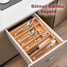 Porsima 07168 Bambu Kaşıklık Ayarlanabilir Çekmece İçi Kaşıklık