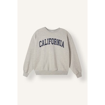 Defacto Oversize Bisiklet Yaka Baskılı Sweatshirt I6357ax26augr110 Gri-gr110