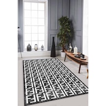 Siyah Spor Kaymaz Tabanlı Makinede Yıkanabilir Halı Lb008n11