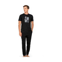 Pierre Cardin 6126 Erkek Kısa Kollu Bisiklet Yaka Pijama Takımı-siyah