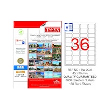 Tanex TW-2036 45 x 30 MM Etiket 100 Tabaka