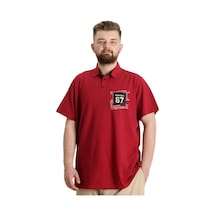 Mode Xl Büyük Beden Erkek T-Shirt Polo Parçalı Nyc 23332 Bordo 001