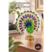 2 Adet Tavuskuşu Figür Dekoratif Masaüstü Süs 9,5 Cm, Peacock Figurine, Ev Ve Ofis İçin