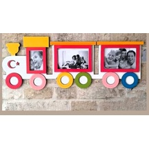 Çerçeve Çocuk Odası İçin Tasarım 3 Fotoğraflık Kişiye Özel İsim V