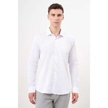 Morven Erkek Beyaz Basic Düz Desen İtalyan Yaka Slim Fit Gömlek 25mc004001600 Beyaz Beyaz