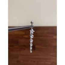 316 L Cerrahi Çelik Göbek Piercingi Pırlanta Model Göbek Piecingi Yıldızlı Piercing Mor