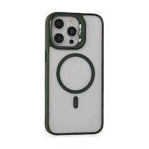 İphone 15 Pro Max Kılıf Roblox Lens Magsafe Standlı Kapak - Koyu Yeşil
