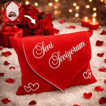 Bk Gift Kişiye Özel Fotoğraflı Süet Yastık 40x32 Cm 13x18 Fotoğraf Bölmeli, Not Kağıtlı, Sevgililer Günü Hediyesi Kobitmeyencom36196 Bk Gift