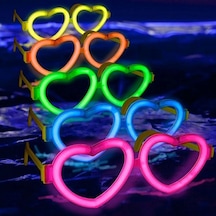 Glow Kalpli Fosforlu Gözlük 6 Lı Renkli Set Neon Parti Çok Renkli
