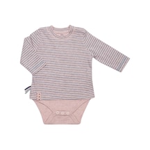 Organicera Organicera Organik Uzun Kollu Tshirt Bebek Body Pembe Melanj Çizg Pembe
