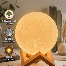 3d Ay Gece Lambası Ahşap Standlı Dekoratif Led Masa Lambası Renkli 37329580