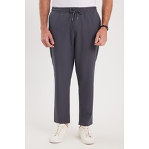 Tudors Erkek Regular Fit Beli Lastikli Bağcıklı Jogger Koyu Gri Pantolon Rahat Kesim Yan Cepli-36901 Koyu Gri