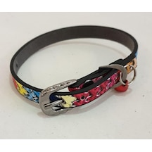 Çok Renkli Kilim Desen Derili 1 CM Zilli Tasma