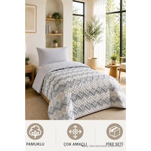 Tek Kişilik Pike Çift Taraflı Kapitone Pike Ve Yatak Örtüsü Takımı 160x230 Cm Desenli Çarşafsız Gri, T Diğer
