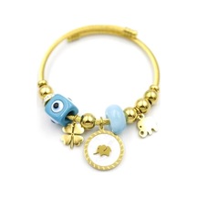 Fil Charm Bilezik - Altın Çok Renkli