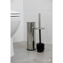Premium Krom Paslanmaz Wc Fırça Takımı - Hijyenik Çelik Hazneli Tuvalet Fırçası Krom
