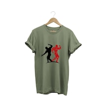 Sporcu Fitness Baskılı Gymregular Fit %100 Pamuk Bisiklet Yaka Premium Tişört Haki