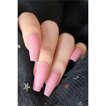 24 Adet Renkli Orta Uzun Küt Takma Tırnak 1135 Pembe