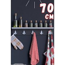 Kedi 15 Kancalı Mutfak Askısı 3'lü Set 66,4x19 Cm - Şık Tasarım, Çok Amaçlı Düzenleyici Ve Yer Tasarrufu Gri