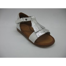 Piarmoni 01220 Deri Ortopedik Beyaz Gümüş Sandalet 21-25