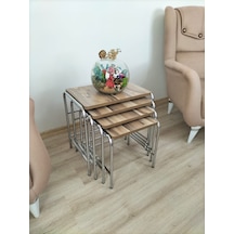 Evko Mobilya Buket Sehpa, 4'lü Zigon Sehpa, Dörtlü, Krom-aceviz