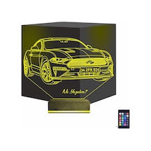 Luvivia Spor Araba Mustang Kişiye Özel 3d Lamba - Masa Gece Lambası Şeffaf