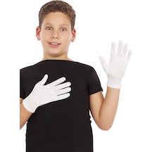 Beyaz Renk Çocuk Boy Likralı Pandomim Eldiveni 5264 "