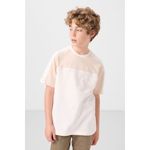 Tommylife Ekru Pamuklu Yumuşak Dokulu Oversize Fit Baskılı Erkek Çocuk T-shirt - 11290 Ekru