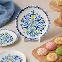 Grandora Renkli Desenli 6'lı Pasta Servis Tabağı 20 Cm - Şık Çiçekli Pasta Ve Tatlı Tabağı Seti Çok Renkli