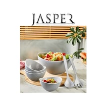 Jasper Açık Gri Çok Amaçlı Lüx 7 Parça Salata Servis Seti