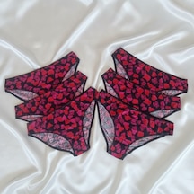 Bonbon Kadın Penye %100 Pamuklu 6'lı Paket Kalp Baskılı Külot Bb2536 Siyah