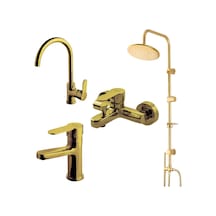 Domino Altın Banyo,lavabo,evye Bataryası,altın Duş Ünitesi 440615g-971538-971528-971518 Altın