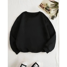 Üç İplik Biskilet Yaka Sweatshirt - Siyah -vlmr Siyah