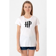 Hp Logo Beyaz Kadın Bisikletyaka Tshirt 001