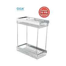 Çelik Banyo Paslanmaz Pirinç Kumru 2'li 12x25 Cm Şampuanlık Süngerlik Krom